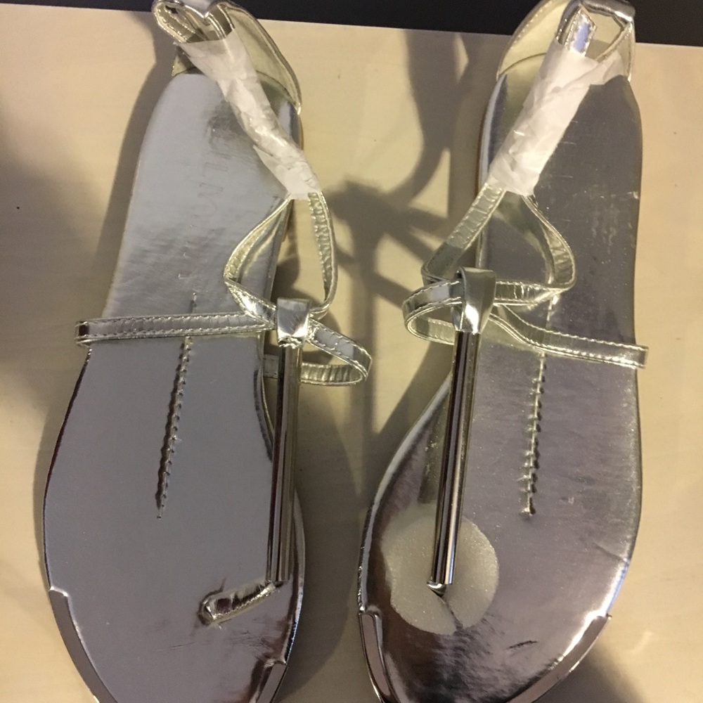 Silver sandals, flats